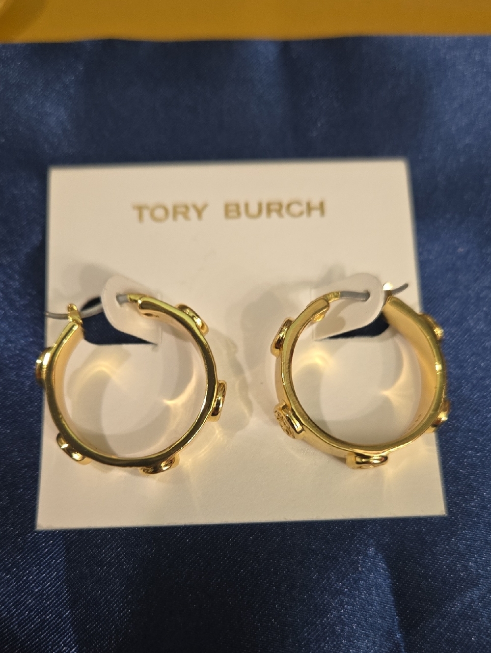 Tory Burch Gold Knob Detail Hoop Earrings